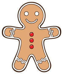 Festive Smiling Gingerbread Man Cookie Holiday Character Vector Illustration
