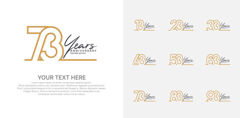 Obraz premium Anniversary logo set vector design, brown color for celebration event