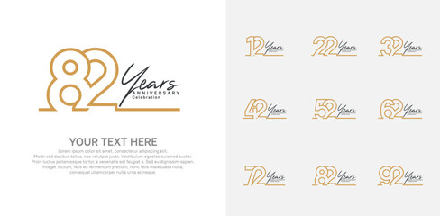 Anniversary logo set vector design, brown color for celebration event
