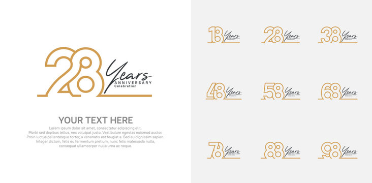 Anniversary logo set vector design, brown color for celebration event
