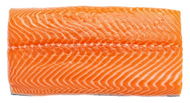 Fresh Salmon Fillet Raw Fish Seafood Orange White Lines Isolated Transparent Background