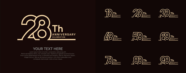 Anniversary logo set vector design, brown color for celebration event