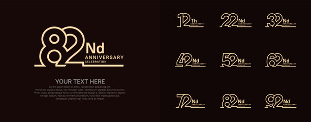 Anniversary logo set vector design, brown color for celebration event