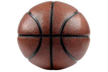 Classic Leather Basketball Featuring Iconic Black Seams on White Background