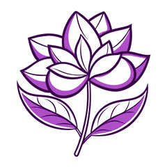 lilac flower  line art on white background