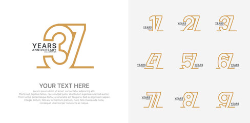 Anniversary logo set vector design, brown color for celebration event