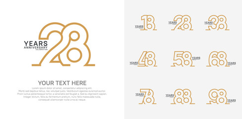 Anniversary logo set vector design, brown color for celebration event