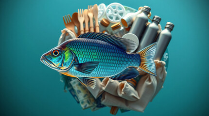 Fish swim through plastic and materials