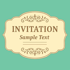 Ornate Vintage Card Design with Decorative Flourish Frame Vector Illustration.