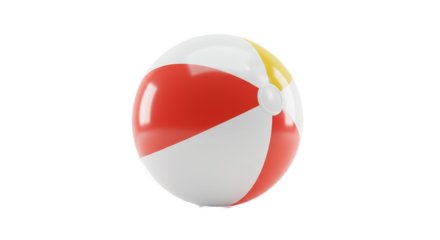 Beach Ball Realistic 3D Rendering with Red White Yellow Colors and Soft Gradient Background