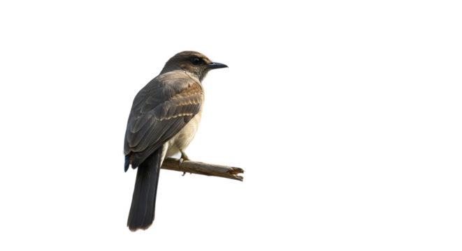 Bird Perched on Branch Detailed Realistic Isolated Feathered Creature