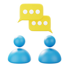 Minimalist 3D People with Speech Bubble Communication Concept Icon