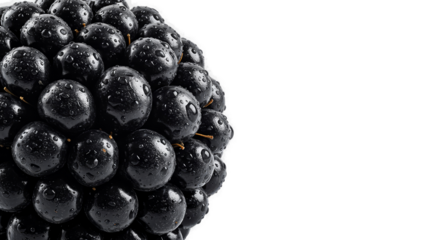Blackberry Macro Close Up Water Drops Isolated Transparent Background Realistic Photo