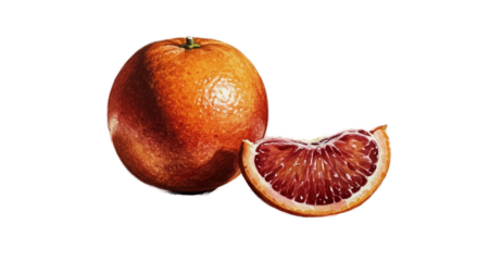 Blood Orange Realistic Photo with Slice Detailed Texture