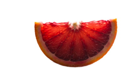 Blood Orange Slice Vivid Realistic Isolated With Soft Orange Background