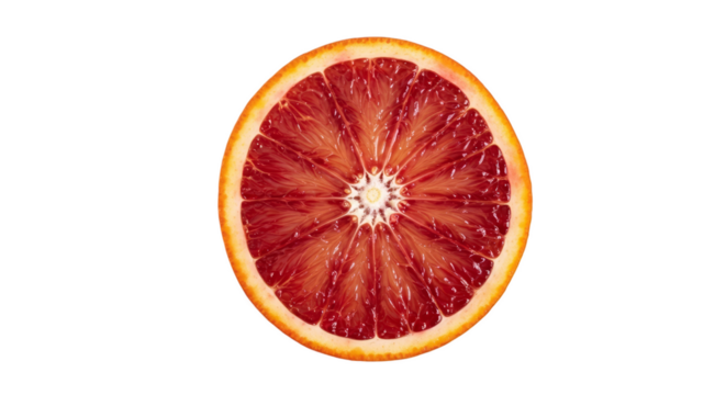 Blood Orange Slice Vivid Red Fruity Texture Transparent Background