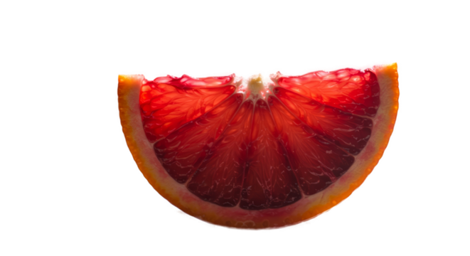 Blood Orange Slice Vivid Realistic Isolated With Soft Orange Background