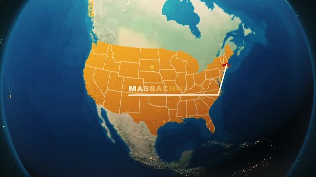 United States Map Animation &ndash; Massachusetts State Highlight