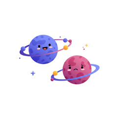 Animated planets orbiting in outer space