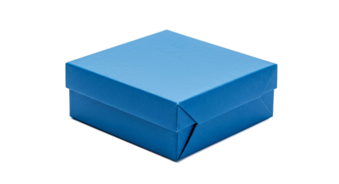 Blue Gift Box Isolated Transparent Background Minimalist 3D Render