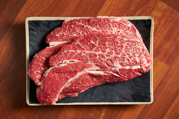 Fresh raw meat on a plate