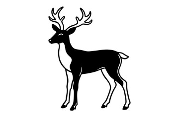 christmas deer silhouette vector