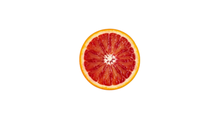Bright Blood Orange Slice Isolated Vibrant Red Orange Background