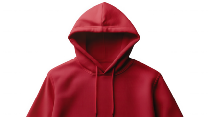 Red hooded sweatshirt isolated on transparent background for fashion and comfort