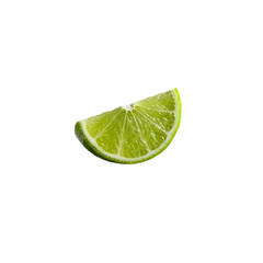 Bright Lime Slice Isolated on Green Background Realistic Photo