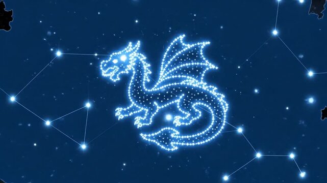 Draco Constellation Forming a Mythical Dragon in the Night Sky.