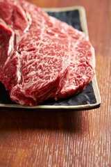 Fresh raw meat on a plate