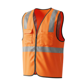 Bright Orange High Visibility Safety Vest Isolated On Gradient Orange Background
