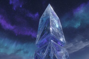 Obraz premium Glowing Crystal Arrowhead Against Night Sky