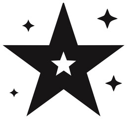 Obraz premium Abstract Black Star with White Star Inside and Sparkles