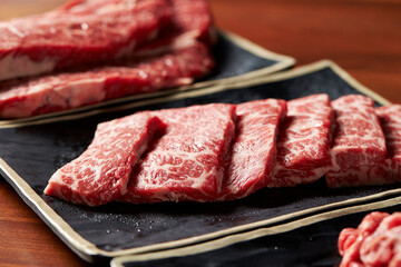 Fresh raw meat on a plate