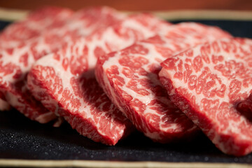 Fresh raw meat on a plate