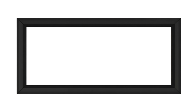 Rectangular black frame with white center against a dark background, creating a simple, modern aesthetic