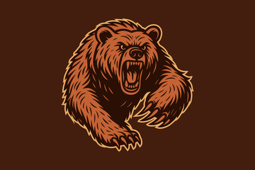 illustration of a brown bear pouncing