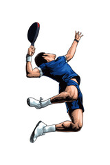 illustration of a padel player jumping smash