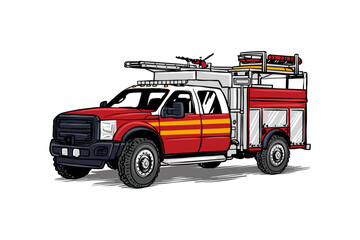 illustration of a fire engine on standby