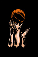 illustration of hands fighting for a basketball