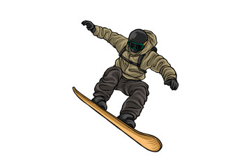 illustration of a snowboarder jumping