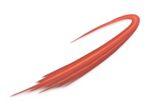 Red light trail swoosh creating dynamic motion effect, abstract energy streak with transparent background