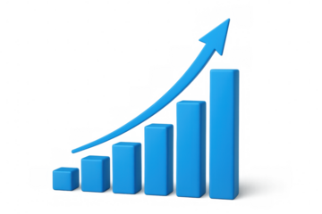 Business success chart showing financial growth and increasing market data, visualizing upward progress and development