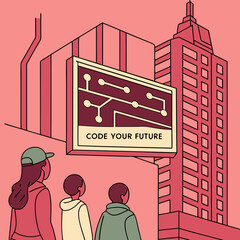 Young People View City Code Future Sign