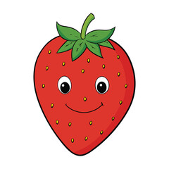 Obraz premium A sweet strawberry coloring page featuring a plump, juicy berry with tiny seeds and leafy top, perfect for kids to color and learn about this delicious red fruit. 