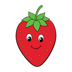 Obraz premium A sweet strawberry coloring page featuring a plump, juicy berry with tiny seeds and leafy top, perfect for kids to color and learn about this delicious red fruit. 