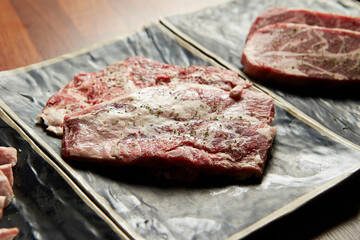 Fresh raw meat on a plate