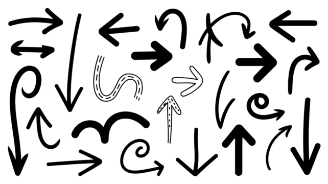 Hand drawn arrow collection direction vector elements - Powered by Adobe