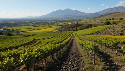 Fototapeta premium La Geria Wine fields, Lanzarote, Canary Islands, Spain